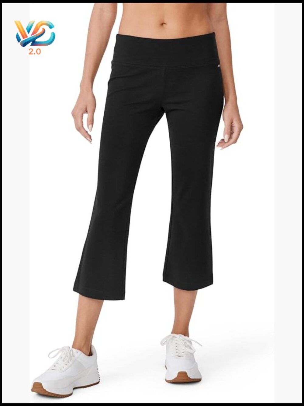 Active Cotton Stretch Slim Flare Capri Yoga Pants Mid Rise 22" Inseam